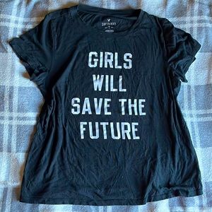 American Eagle Soft and Sexy Black Graphic Tee XL